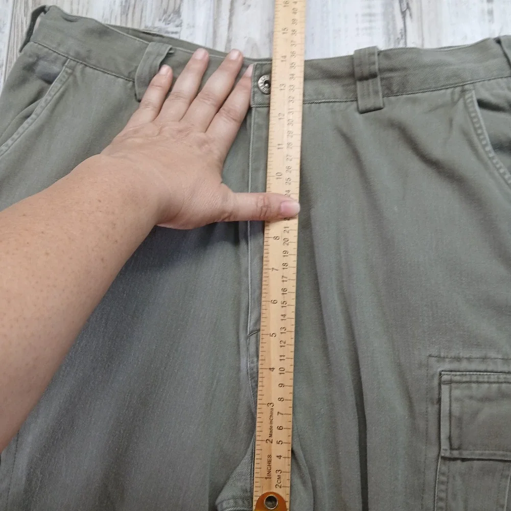 Lee Dungarees Mens Cargo Pants Olive Green Cotton Relaxed Fit 35x30 401-3231
